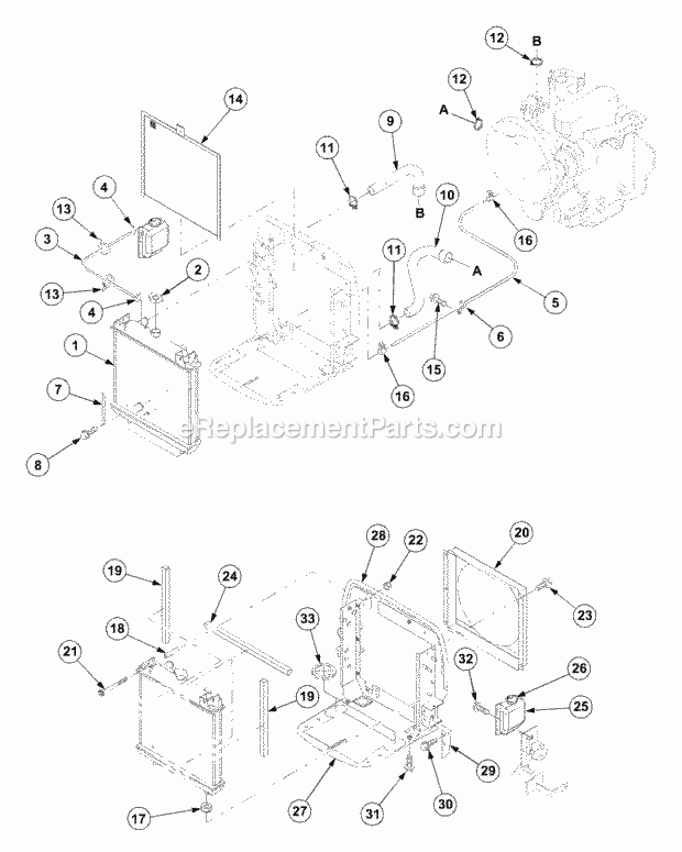 Radiator Diagram and Parts List for 7532 54AF44G-710, 54AH44G-710, 54AN44G-710 Cub Cadet Lawn Tractor